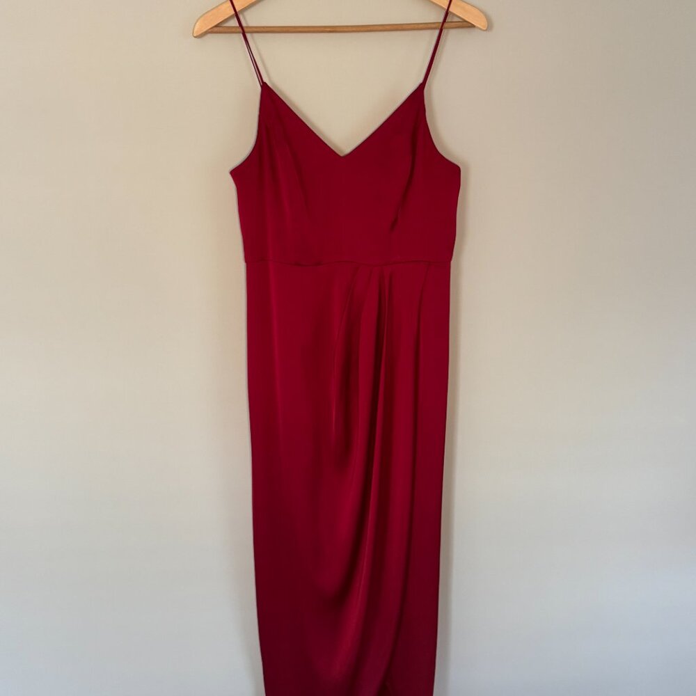 Express Red Satin Spaghetti Strap Wrap Dress - Size 8